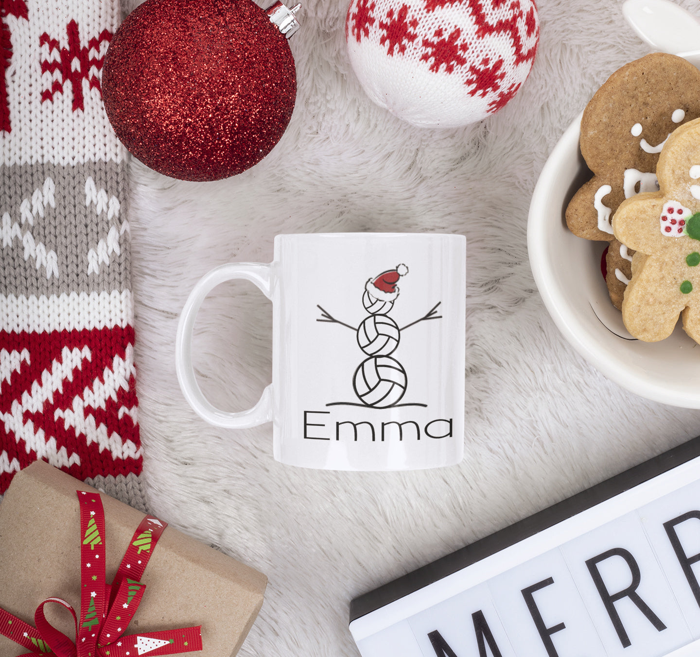 Personalized Volleyball Snowman Ceramic Mug