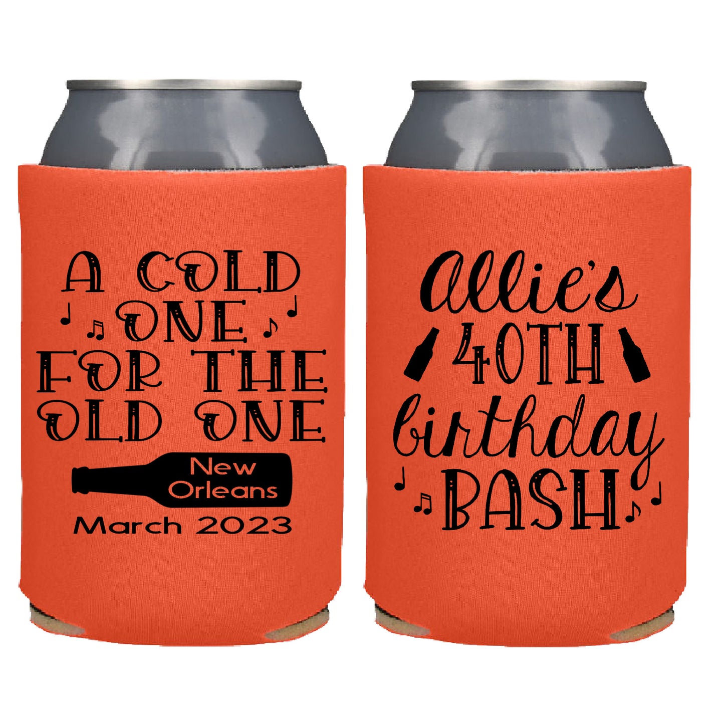 A Cold One For The Old One Cheers and Beers Birthday Party Favor Screen Printed Can Cooler]