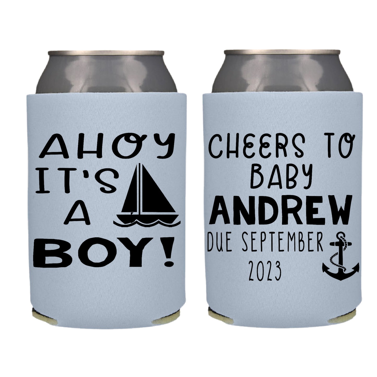 Ahoy It's a Boyr Baby Shower Gender Reveal Screen Printed Can Cooler