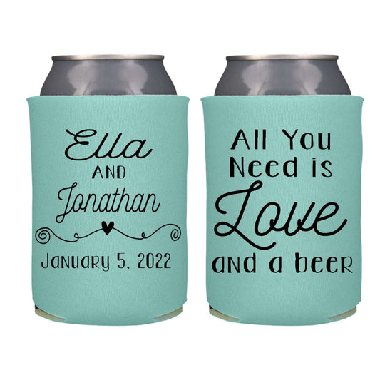 All you need is love Screen Printed Can Coolers freeshipping - Be Vocal Designs