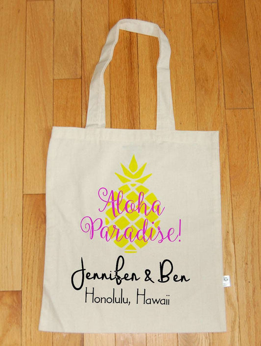 Aloha Paradise Pineapple Bachelorette Party Organic Tote Bag - Be Vocal Designs