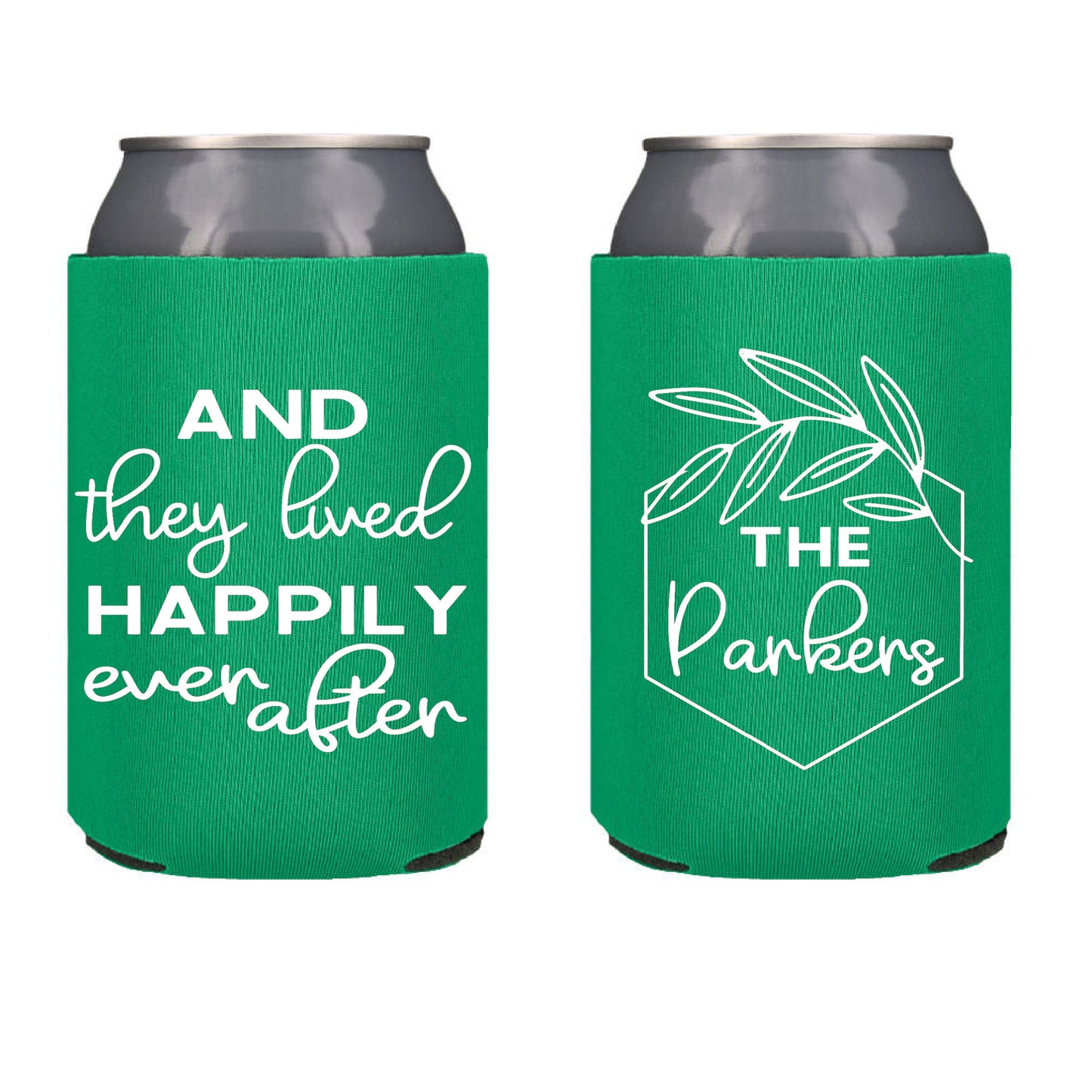 And They Lived Happily Ever After Wedding Favor Screen Printed Can Cooler Wedding Reception Favor