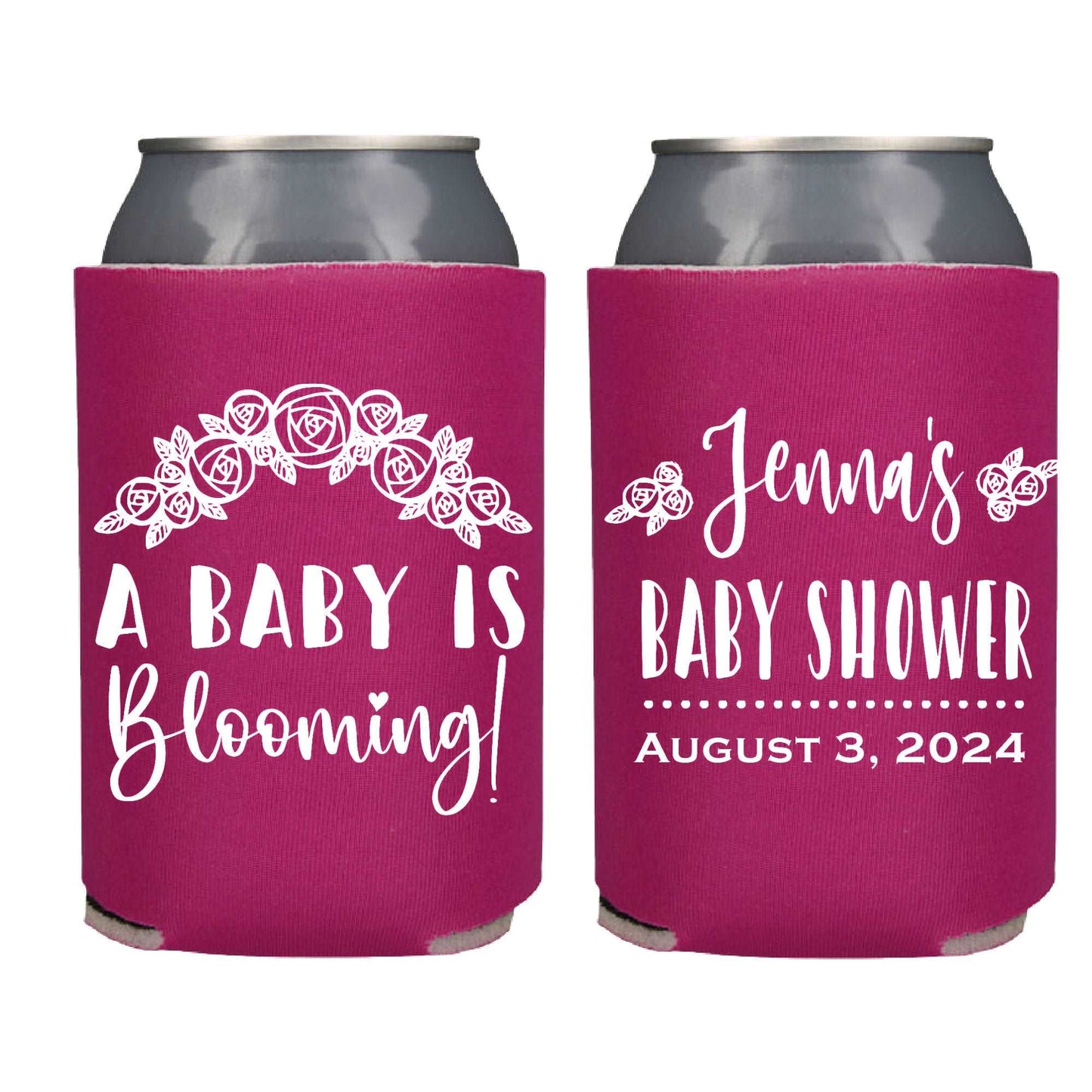 A Baby is Blooming Screen Printed Can Cooler