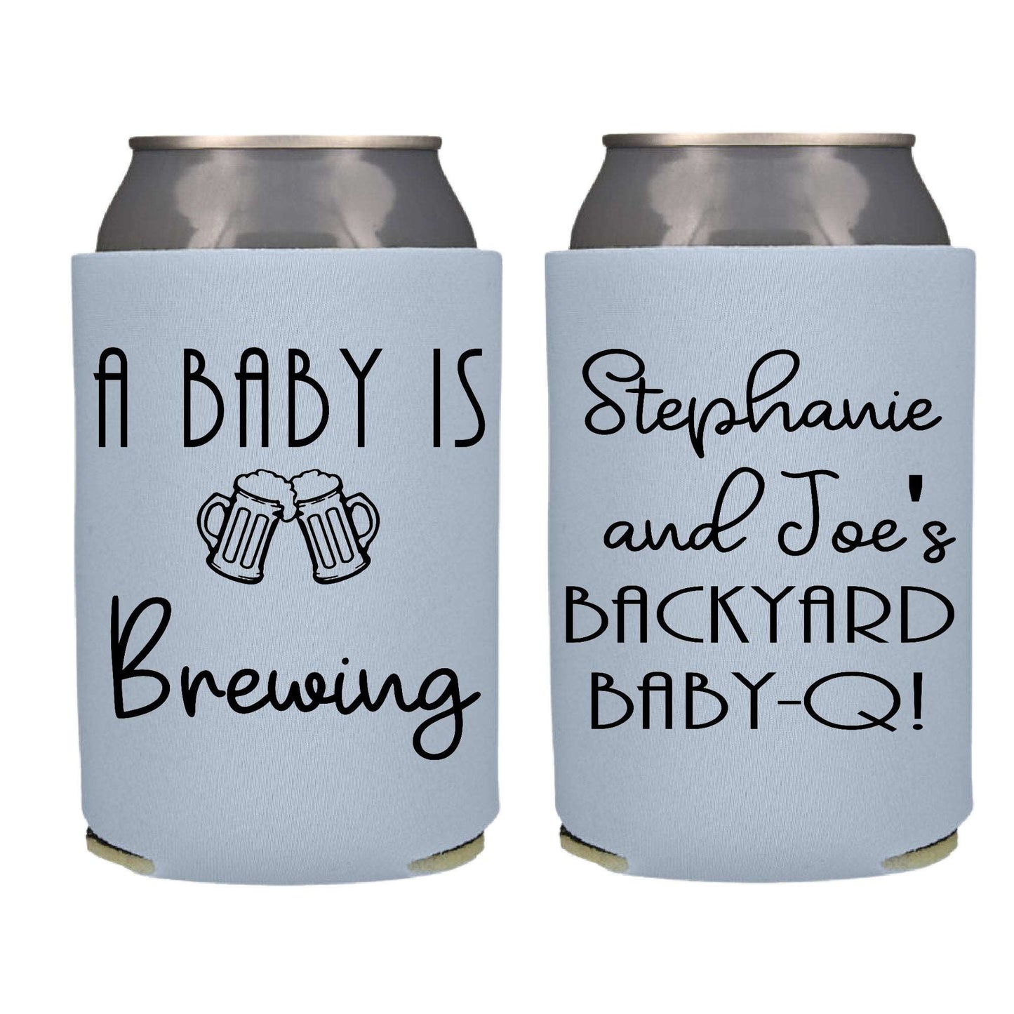 A Baby is Brewing BBQ Baby Shower Gender Reveal Screen Printed Can Cooler