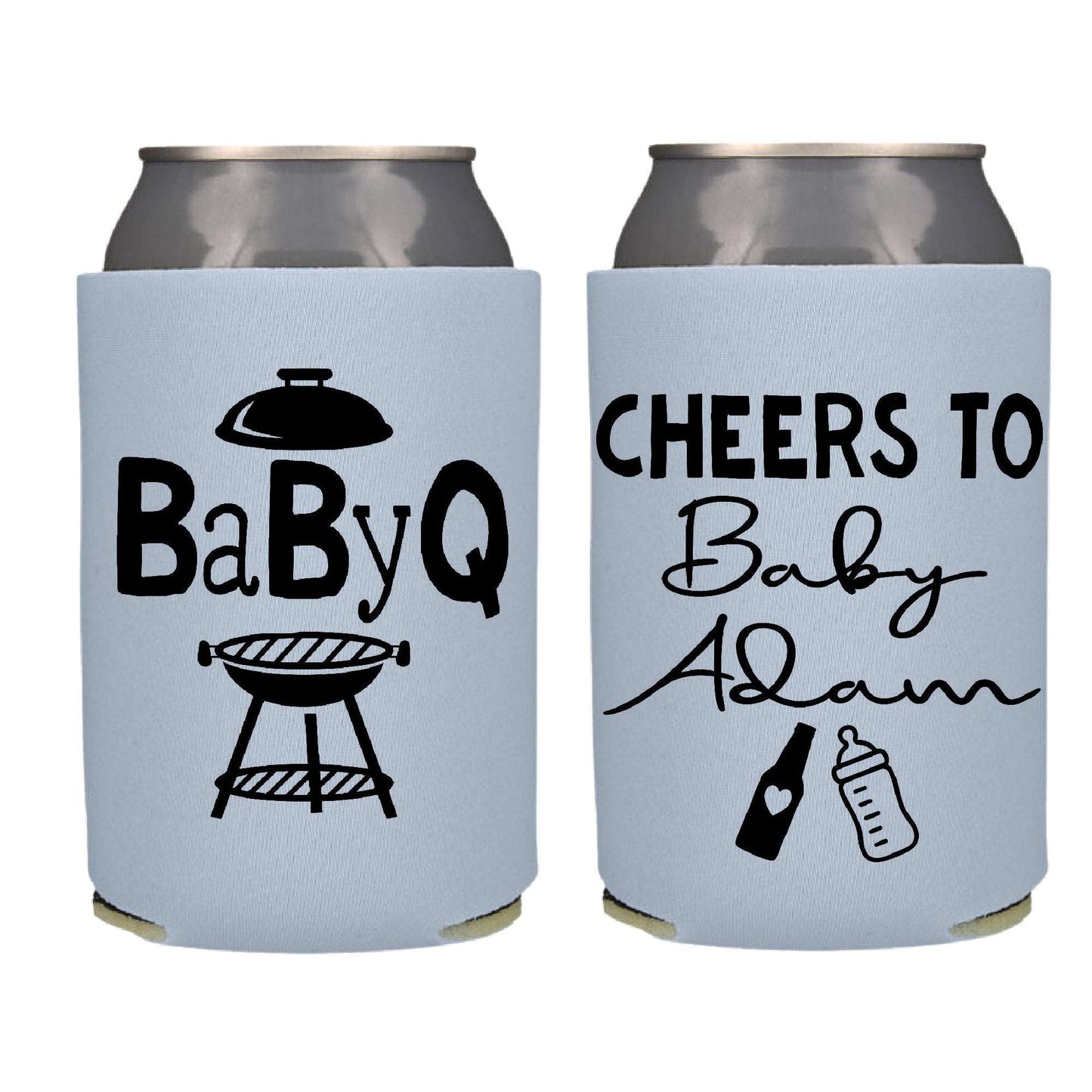 Baby Q Baby Shower Gender Reveal Screen Printed Can Cooler