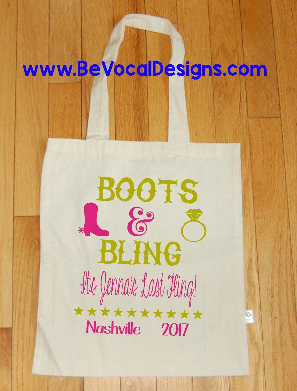 Boots and Bling Final Fling Bachelorette Party Organic Tote Bag - Be Vocal Designs