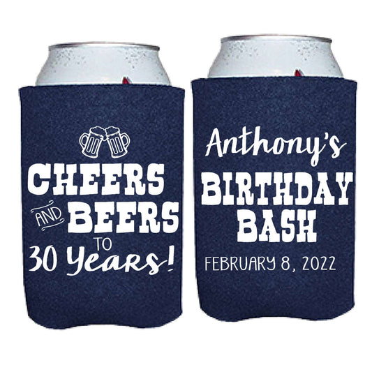 Cheers & Beers to 30 Years Screen Printed Can Cooler freeshipping - Be Vocal Designs