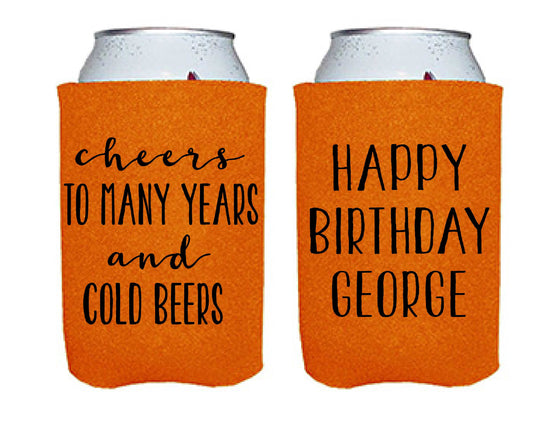 Cheers and Beers Birthday Party Favor Screen Printed Can Cooler