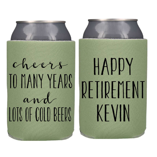 Cheers to Many Years & Cold Beers Retirement Screen printed Can Cooler freeshipping - Be Vocal Designs