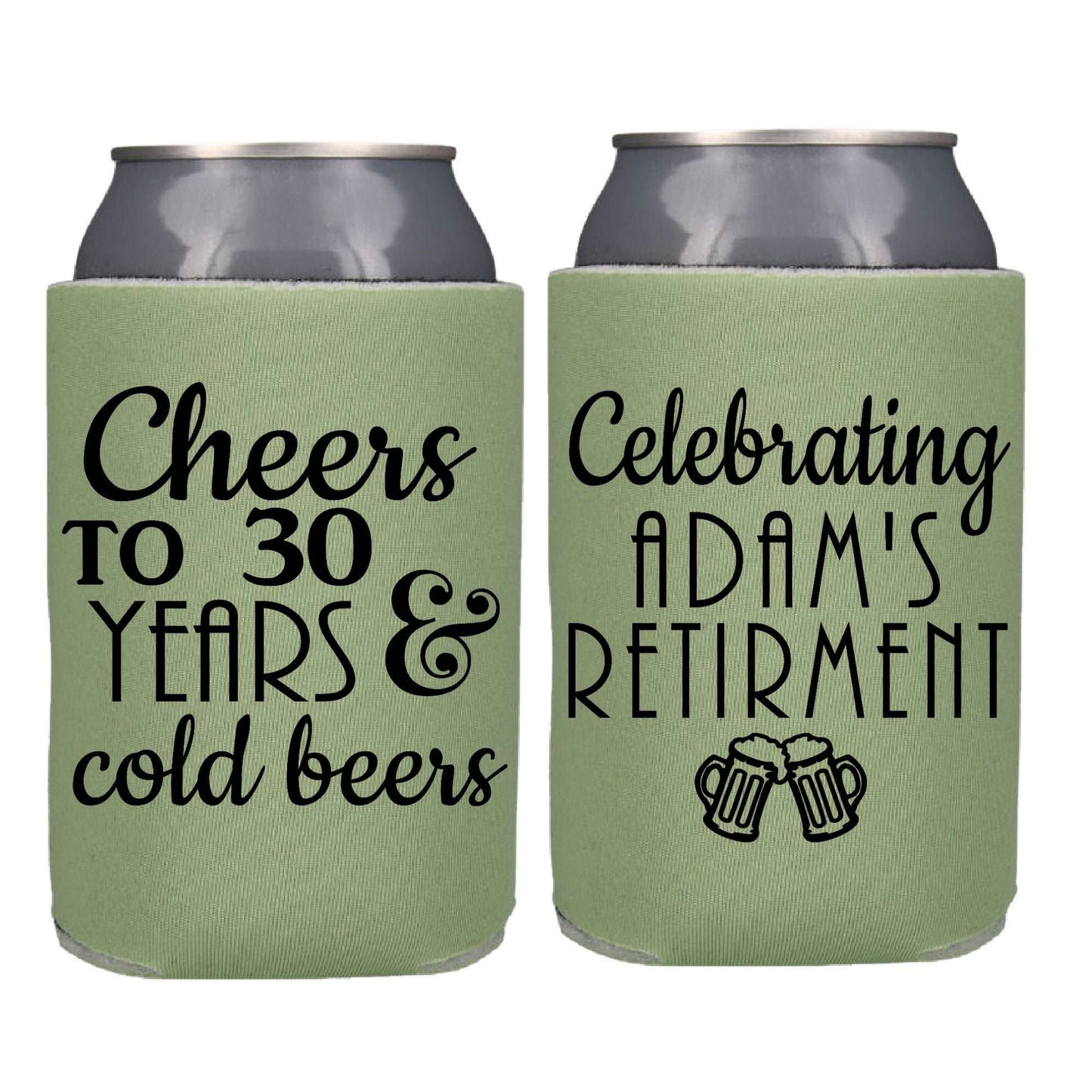 Cheers and Beers Retirement Screen printed Can Cooler