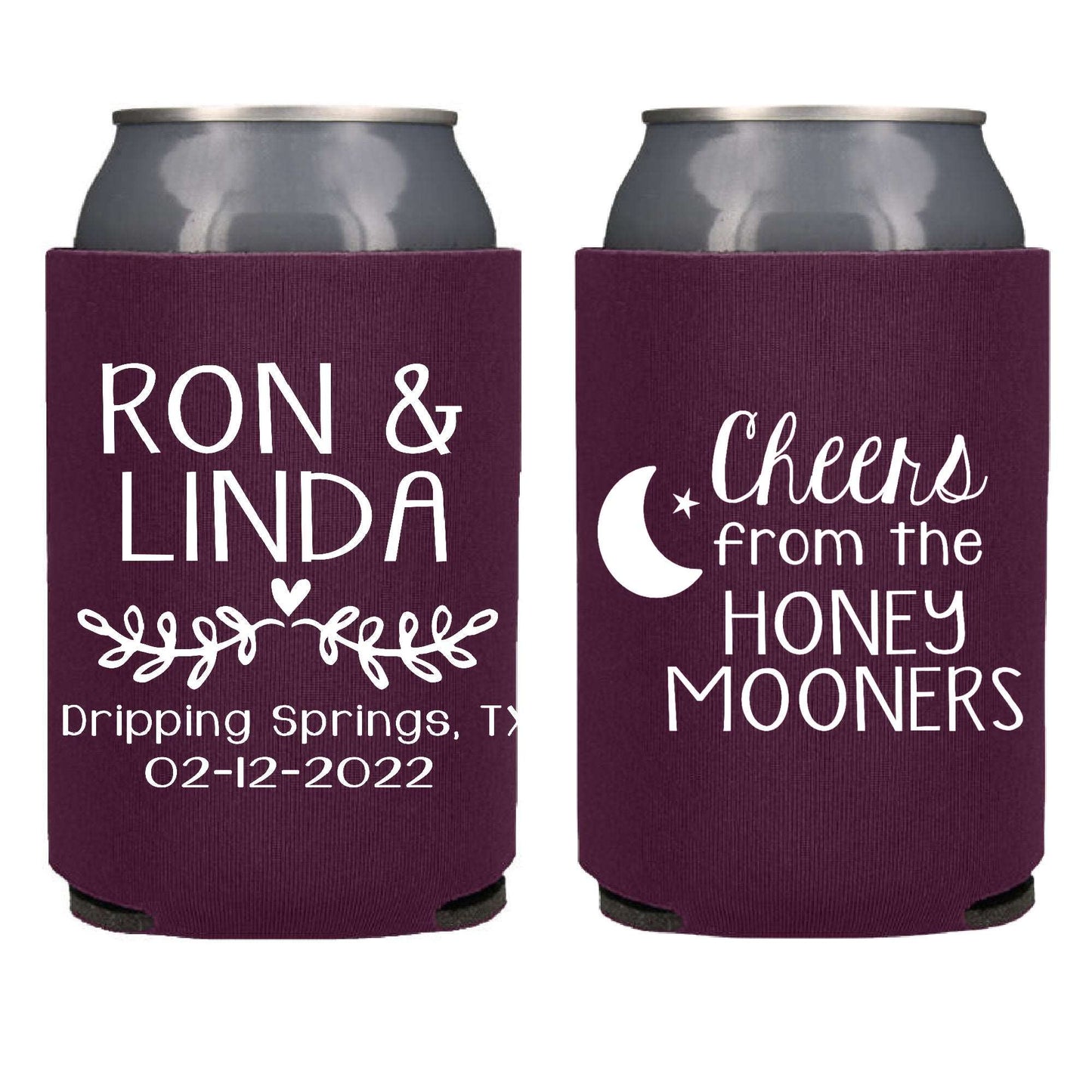 Cheers From Honey Mooners Screen Printed Can Cooler freeshipping - Be Vocal Designs