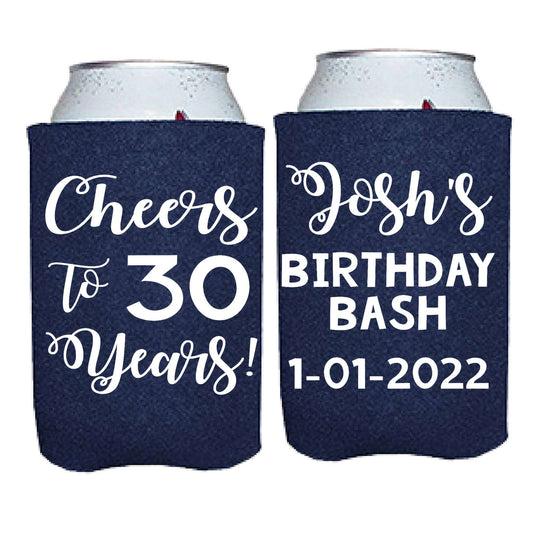 Cheers to 30 Years Screen Printed Can Cooler freeshipping - Be Vocal Designs