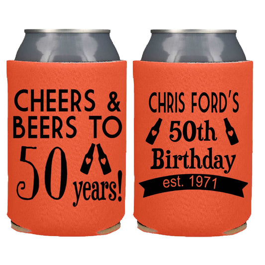 Cheers & Beers to 50 Years Screen Printed Can Cooler freeshipping - Be Vocal Designs
