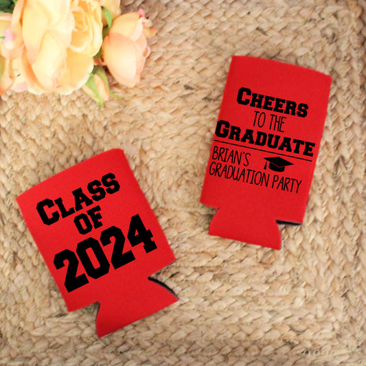 Class of 2024 Graduation Party Favor Regular and Slim Can Cooler Combo Package, Business Logo