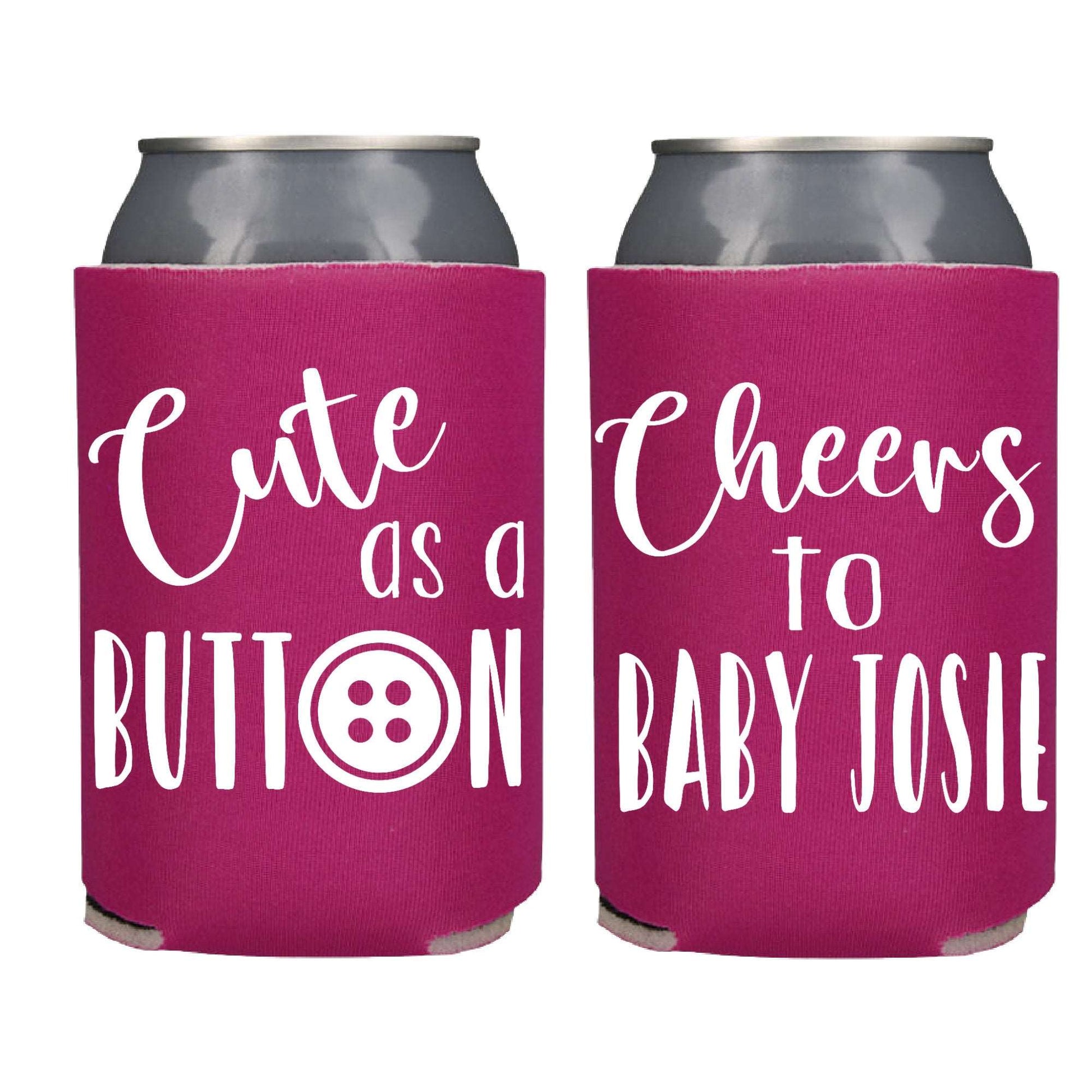 Cute as a Button Screen Printed Can Cooler