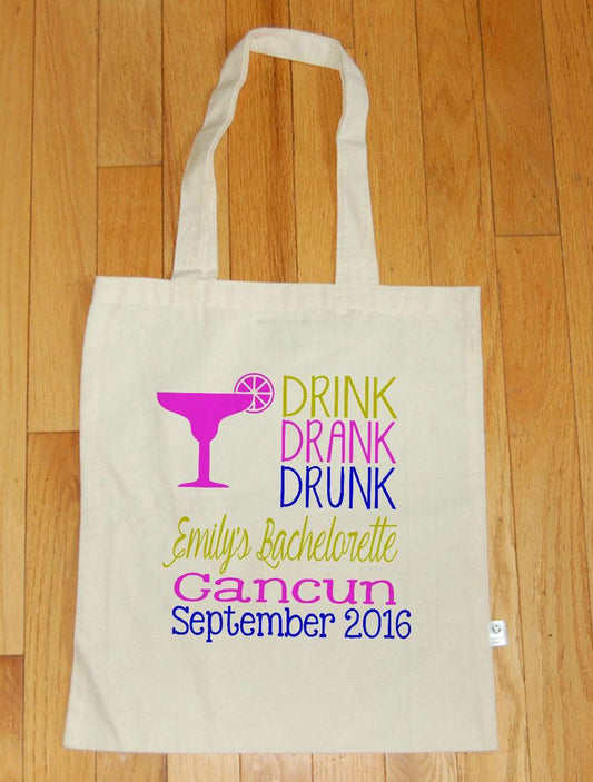 Drink Drank Drunk Bachelorette Party Tote Bag - Be Vocal Designs