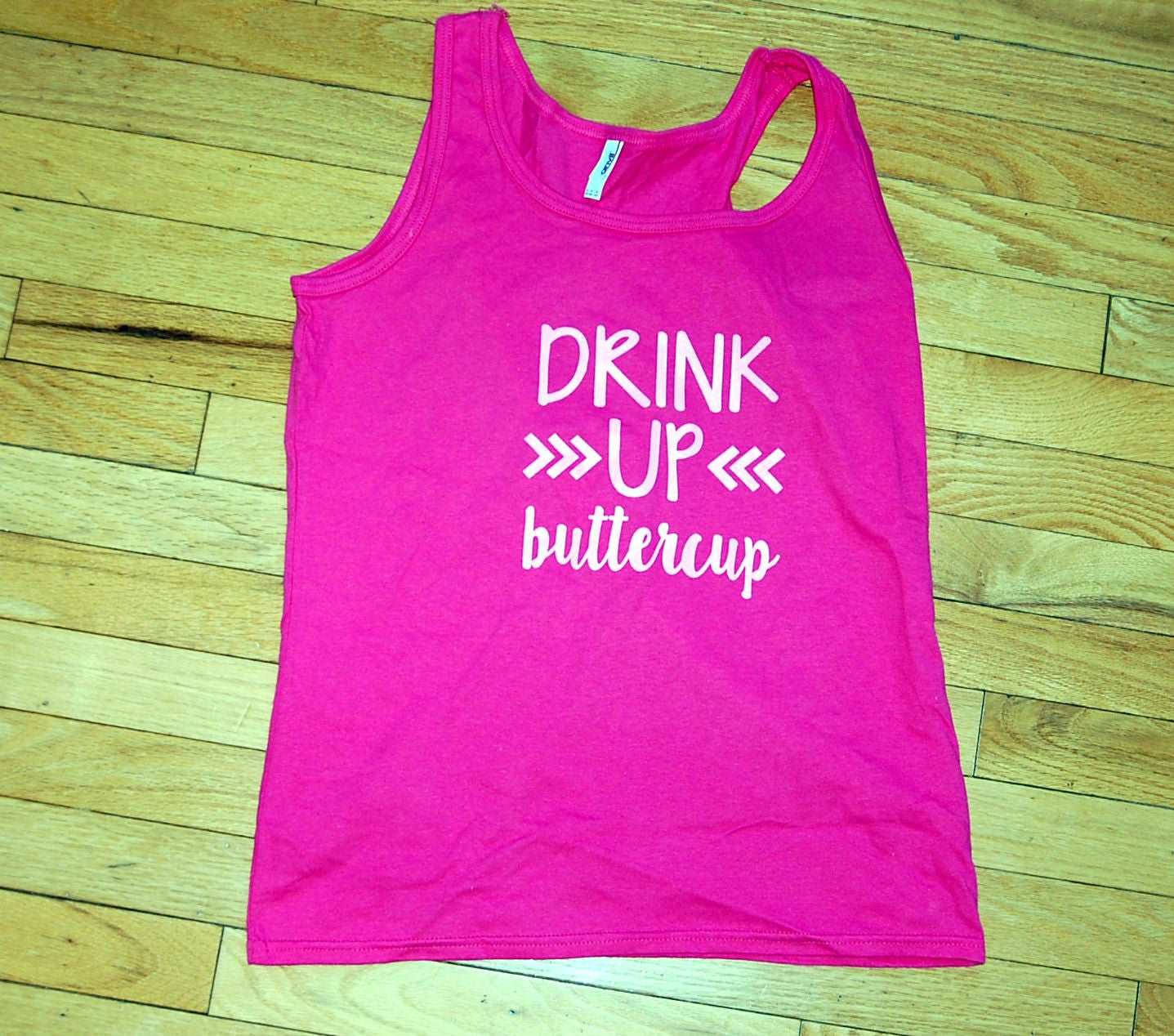 DRINK UP buttercup Fitted Scoop Neck Tank - Be Vocal Designs