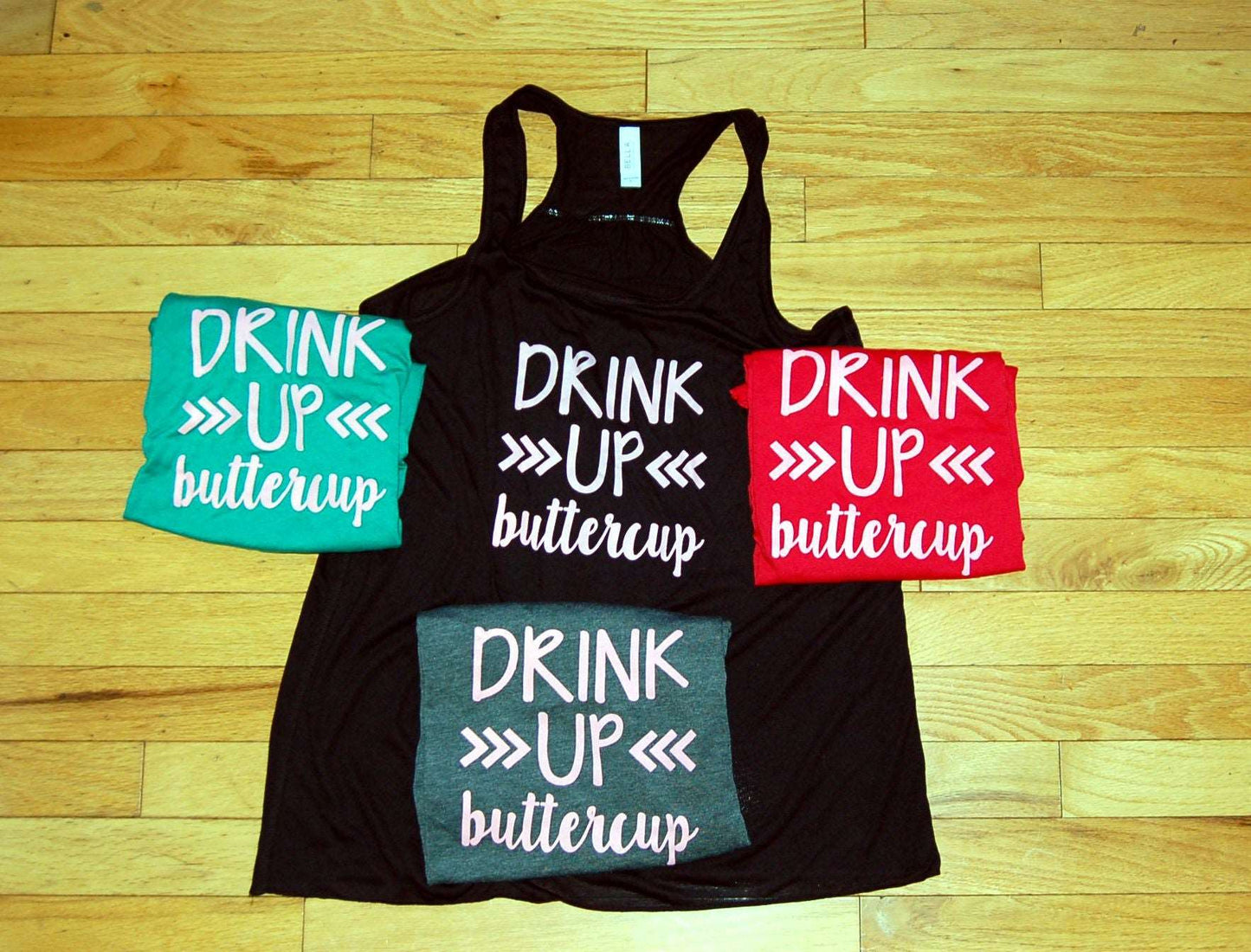 DRINK UP buttercup Flowy Racerback Tank - Be Vocal Designs