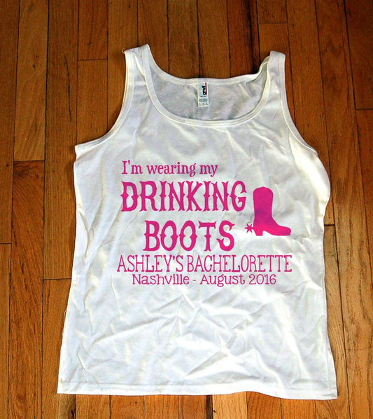 DRINKING BOOTS Bachelorette Party Fitted Scoop Neck Tank - Be Vocal Designs