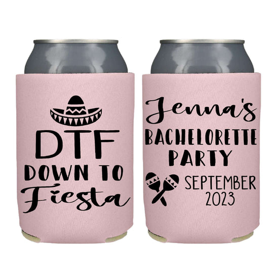 DTF Down To Fiesta Bachelorette Screen Printed Can Cooler