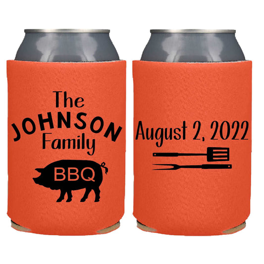Family Reunion BBQ Pig Screen Printed Can Coolers