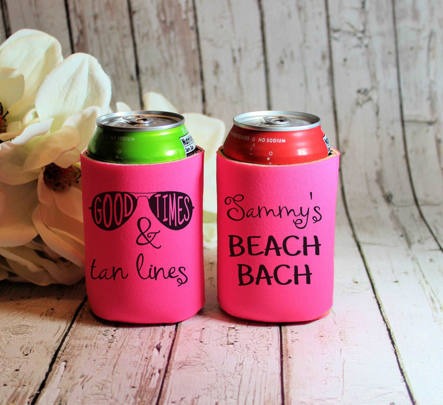 Good Times & Tan Lines Screen Printed Can Coolers freeshipping - Be Vocal Designs