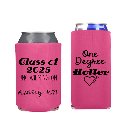 One Degree Hotter Medical Class of 2025 Graduation Party Favor Regular and Slim Can Cooler Combo Package, Business Logo