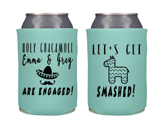 Holy Guacamole Engagement Party Favor Screen Printed Can Cooler