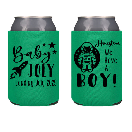 Houston We Have a Boy Baby Shower Gender Reveal Screen Printed Can Cooler