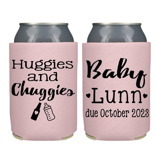 Huggies and Chugiesr Baby Shower Gender Reveal Screen Printed Can Cooler