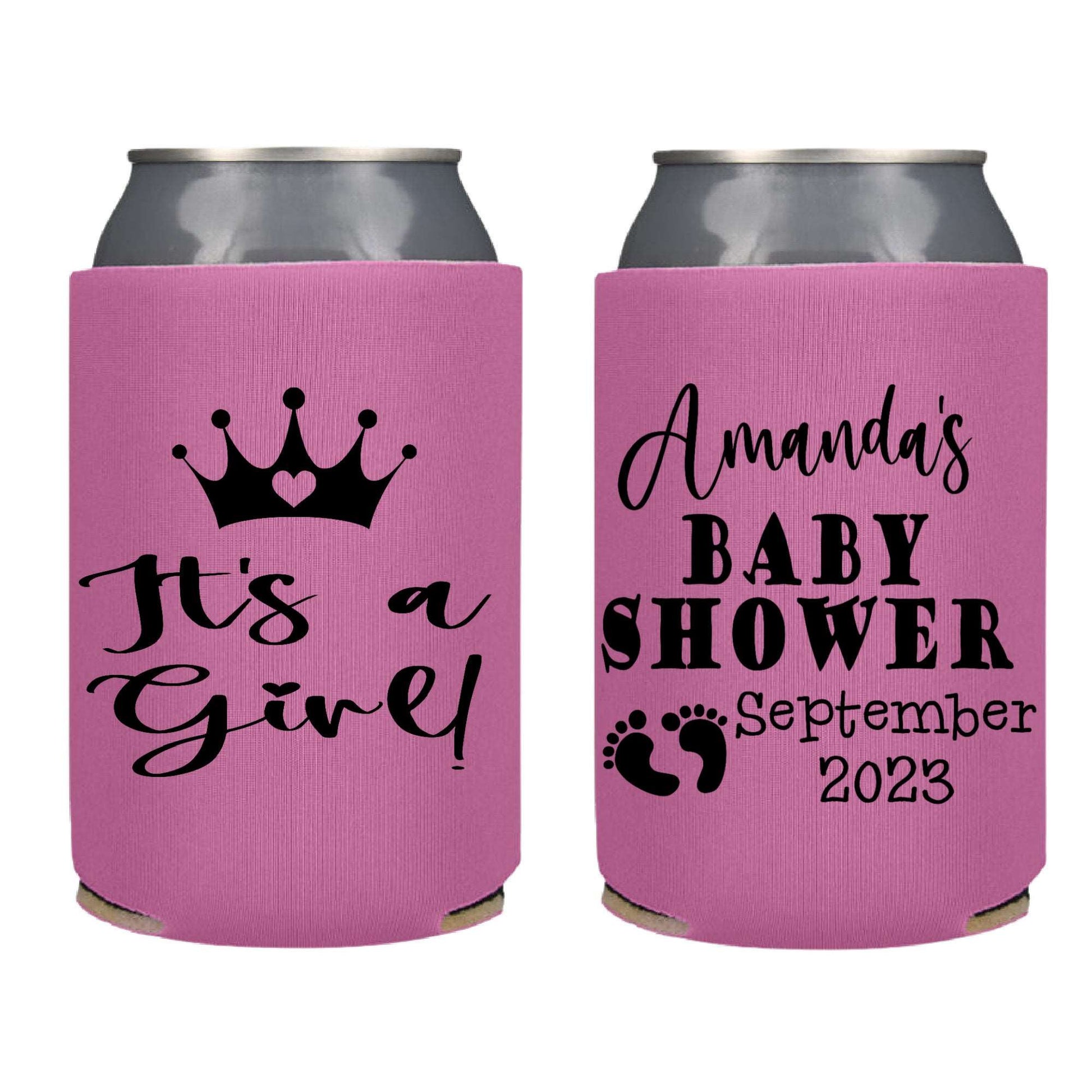 It's A Girl Baby Shower Favor Screen Printed Can Cooler