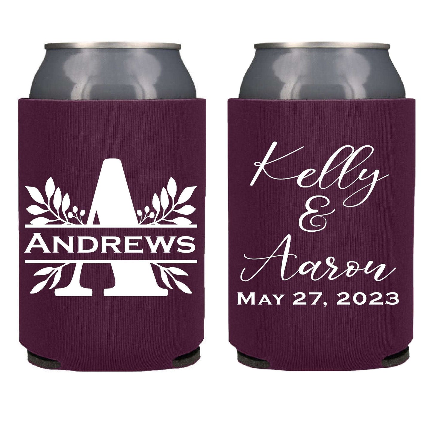 Large Letter Wedding Screen Printed Can Cooler