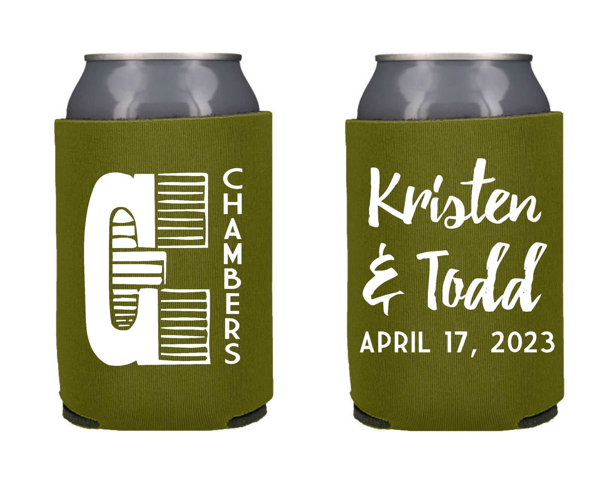 Large Letter Wedding Screen Printed Can Cooler
