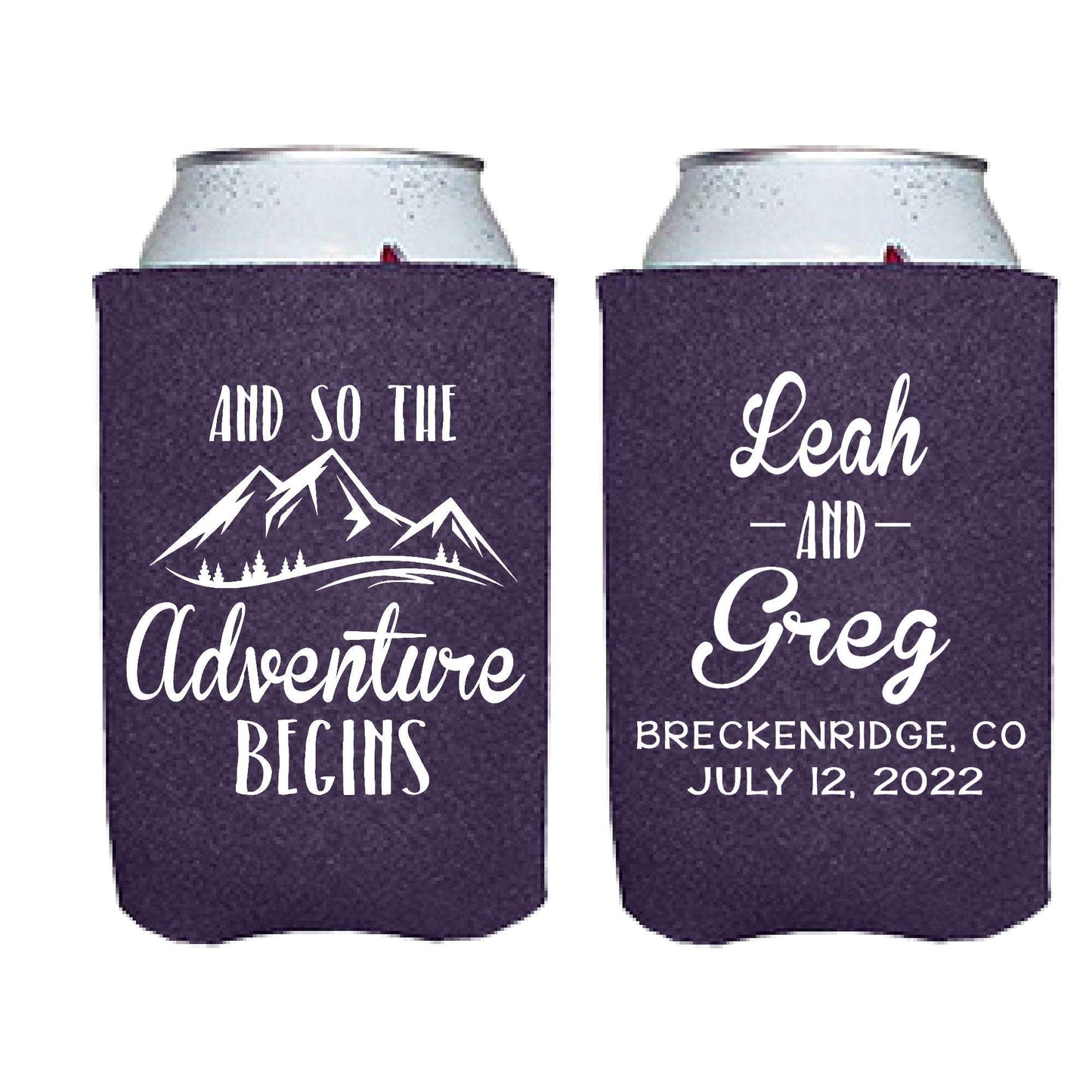 And so the Adventure Begins Mountain Screen Printed Can Cooler freeshipping - Be Vocal Designs