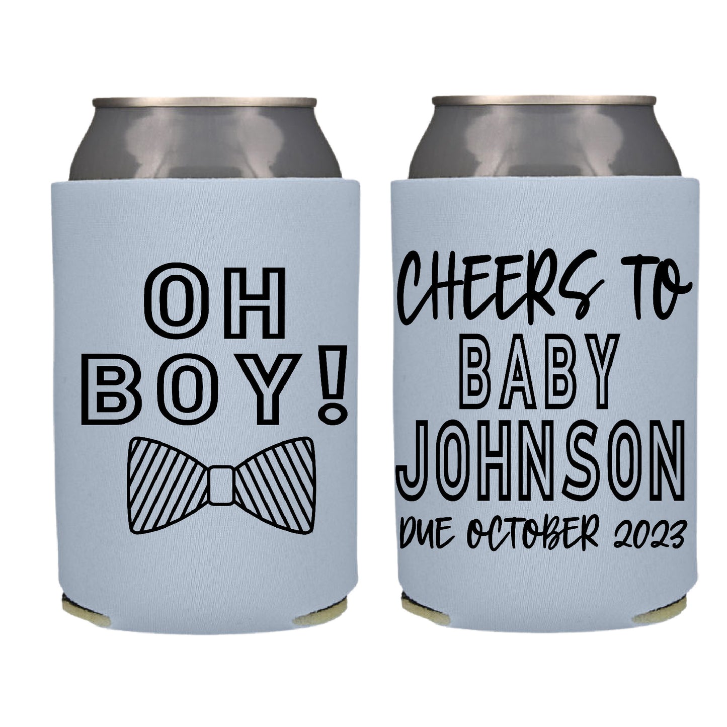 Oh Boy! Baby Shower Gender Reveal Screen Printed Can Cooler