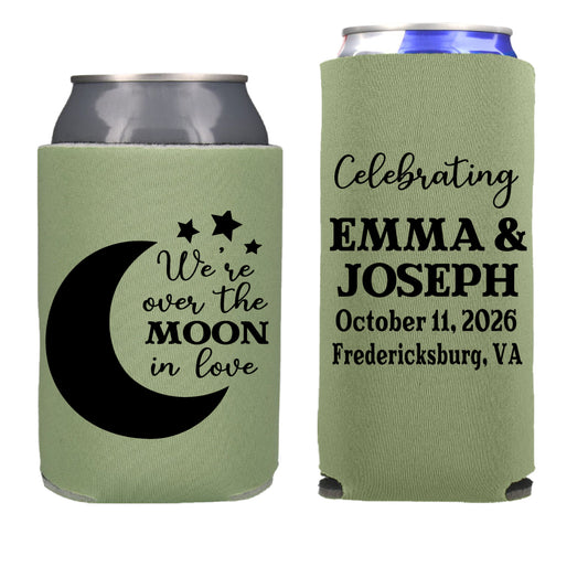 I Love You to the Moon an Back Space Wedding Reception Favors Regular and Slim Can Cooler Combo Package, Business Logo