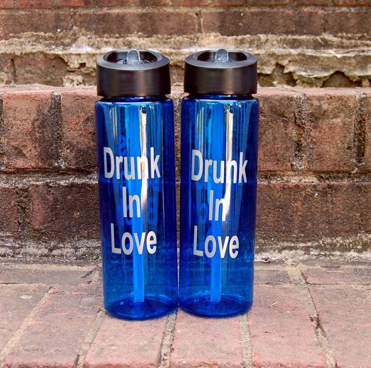 Drunk In Love Bachelorette Plastic Water Bottle - Be Vocal Designs