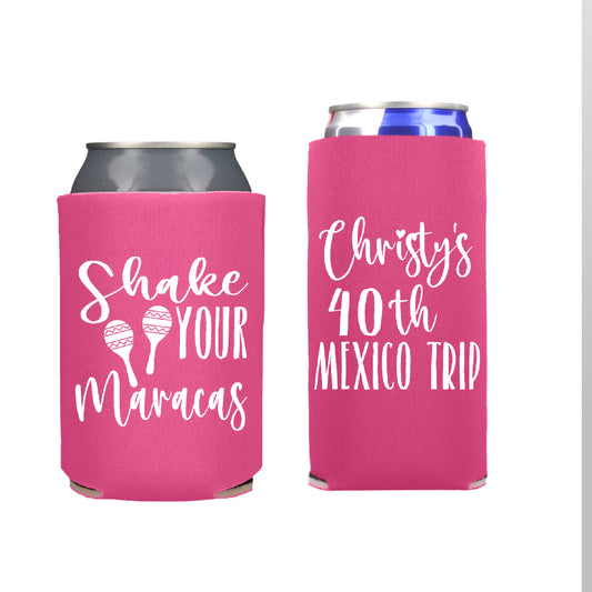 Shake Your Maracas Wedding Reception Favors Regular and Slim Can Cooler Combo Package, Business Logo