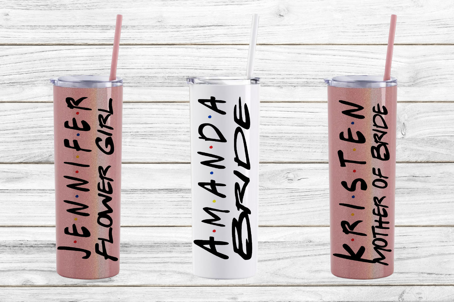Personalized Friends  Wedding Stainless Steel Skinny Tumbler