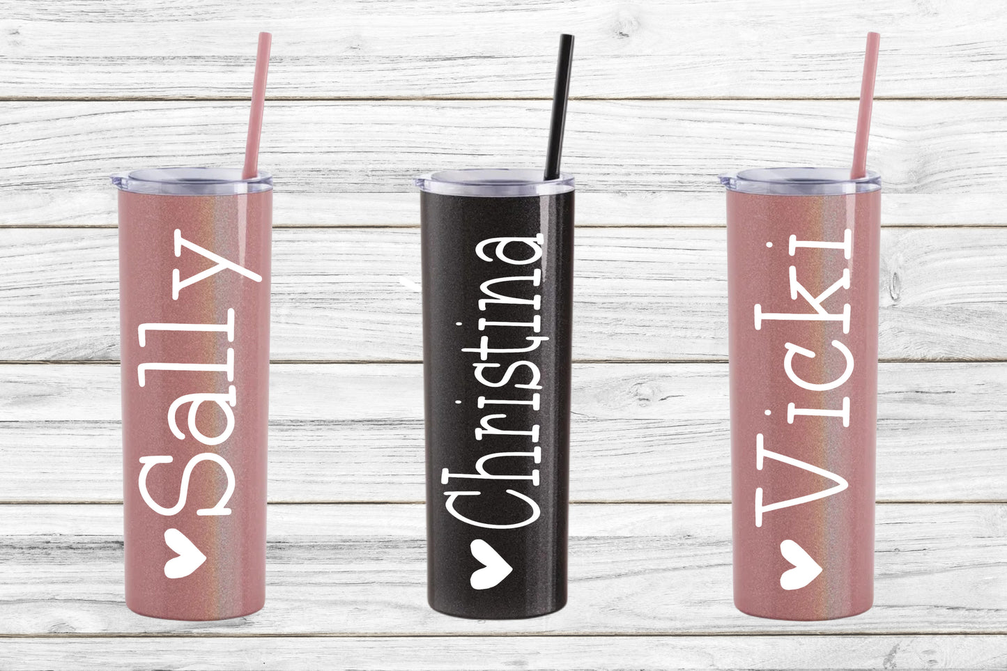 Personalized Heart Stainless Steel Skinny Tumbler