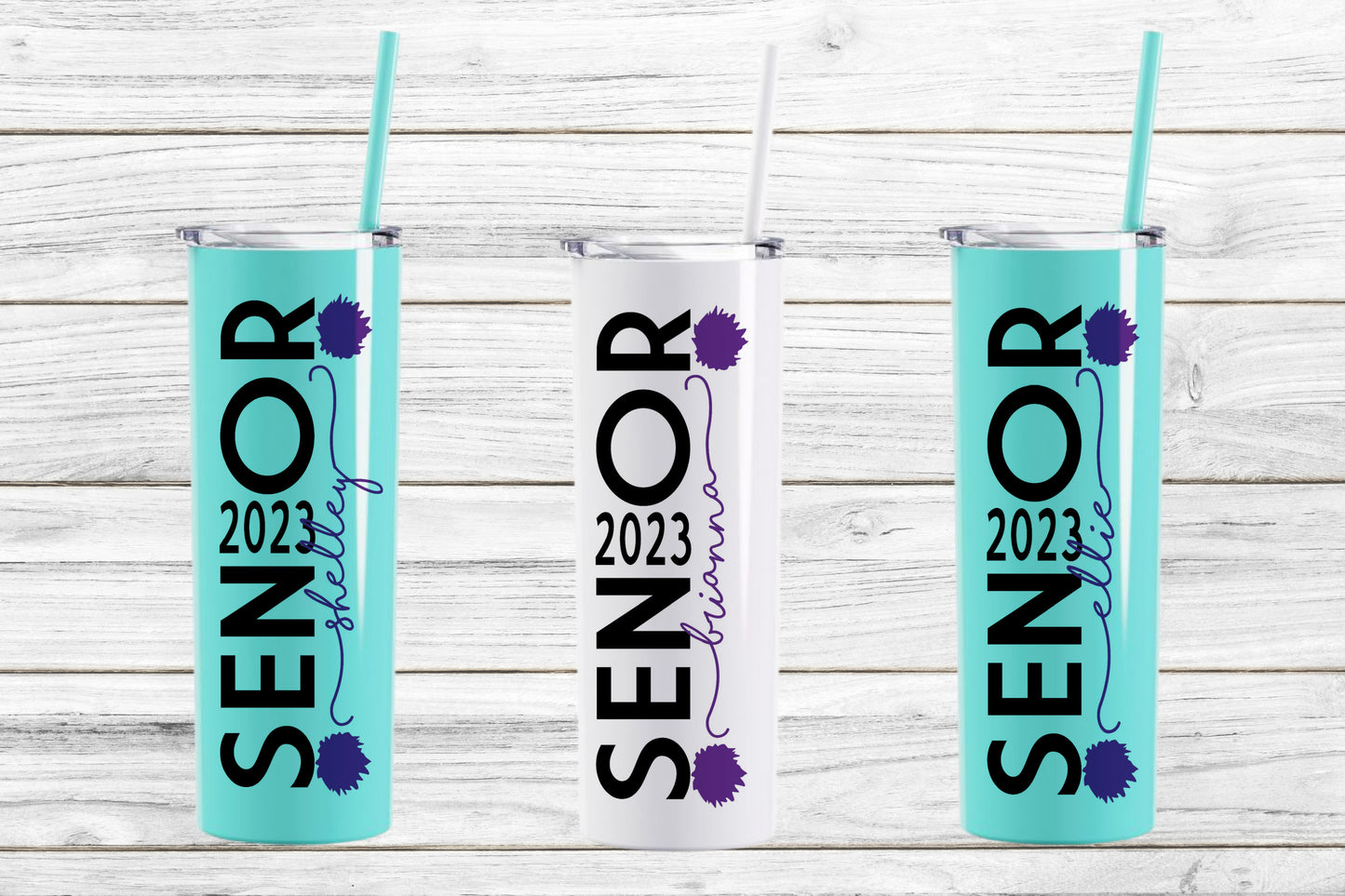 Personalized Senior Cheer Stainless Steel Skinny Tumbler