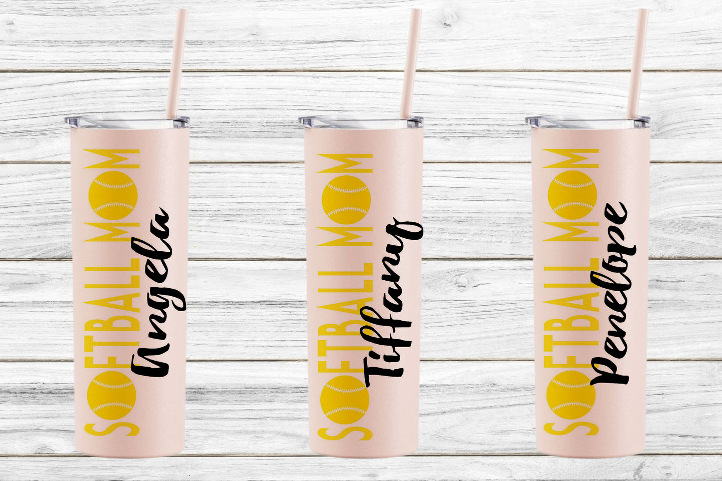 Personalized Softball Mom Stainless Steel Skinny Tumbler