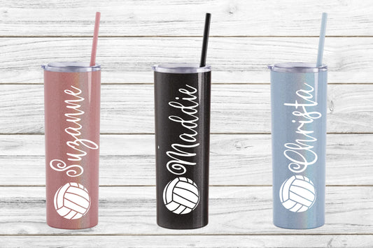 Personalized Volleyball Stainless Steel Skinny Tumbler