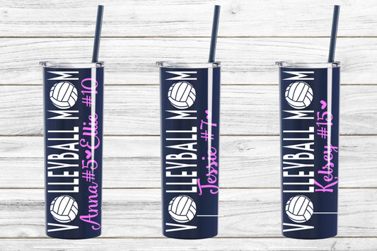 Personalized Volleyball Mom Stainless Steel Skinny Tumbler