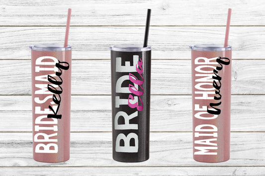 Personalized Wedding Stainless Steel Skinny Tumbler