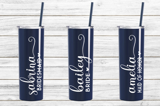 Personalized Wedding Stainless Steel Skinny Tumbler