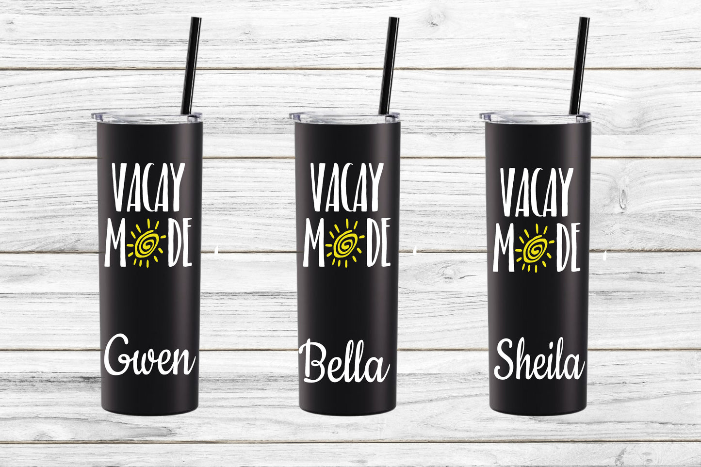 Personalized Vacay Mode Stainless Steel Skinny Tumbler