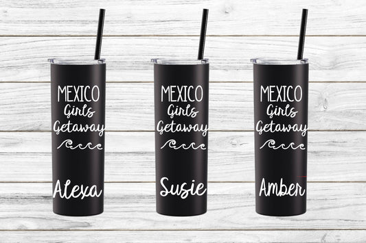 Personalized Vacation Stainless Steel Skinny Tumbler
