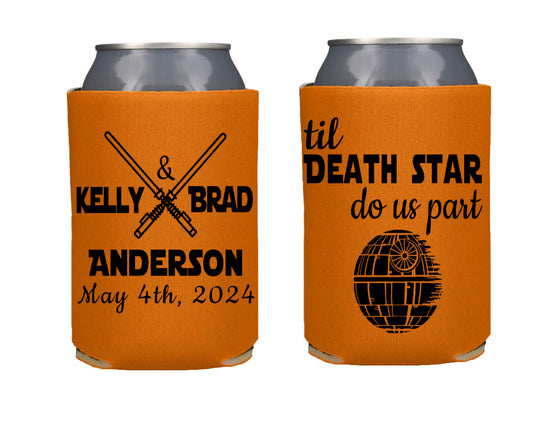 Til Death Star Do You Part Wedding Favor  Screen Printed Can Cooler