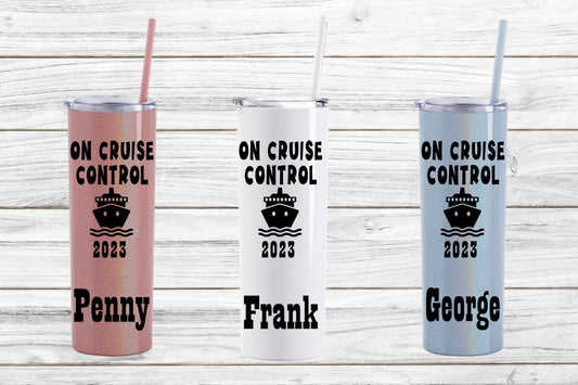 Personalized Cruise Control Stainless Steel Skinny Tumbler